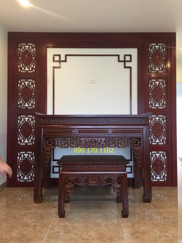 Cặp bàn thờ hoa sen màu hạt dẻ sẫm