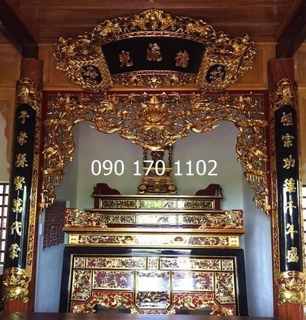 Cuốn thư câu đối gỗ dổi