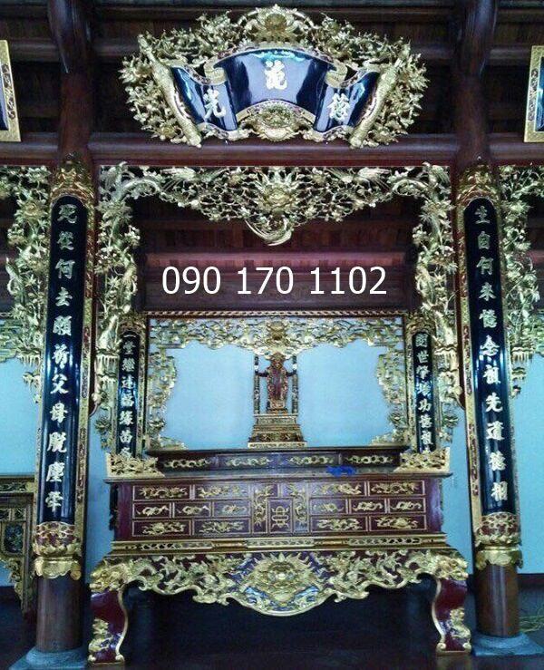Cuốn thư câu đối gỗ dổi