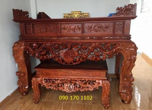 Sập thờ chạm chữ Thọ chân 18, 20, 22, 24
