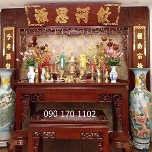 Mẫu bàn thờ kèm ghế đôn sơn PU