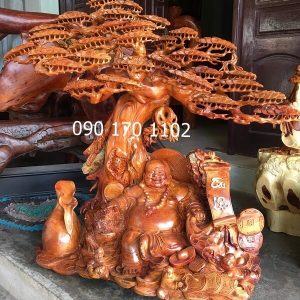Tượng Phật Di Lặc Thần Tài bằng gỗ hương-1