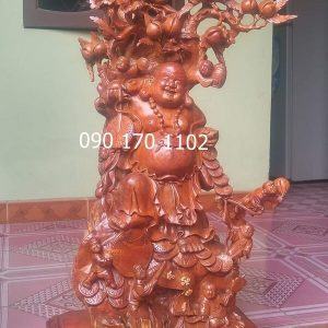 Tượng Phật Di Lặc Thần Tài bằng gỗ hương-3