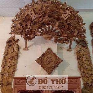 Quạt gỗ treo tường phu thê viên mãn - Đồ thờ Tượng Phật