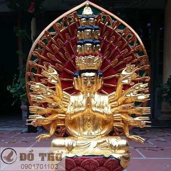 Tượng Phật bà Quan Âm nghìn mắt nghìn tay thếp vàng