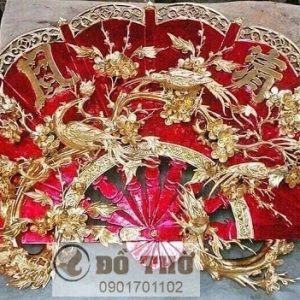 Quạt thờ Tùng Hạc sơn son thếp vàng
