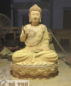 Tượng Phật A Di Đà ngồi đài sen gỗ mít