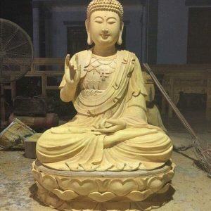 Tượng Phật A Di Đà ngồi đài sen gỗ mít