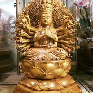 Tượng Phật bà Quan Âm nghìn mắt nghìn tay sơn vecni đẹp
