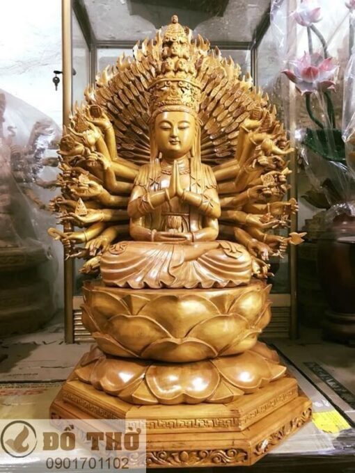 Tượng Phật bà Quan Âm nghìn mắt nghìn tay sơn vecni đẹp