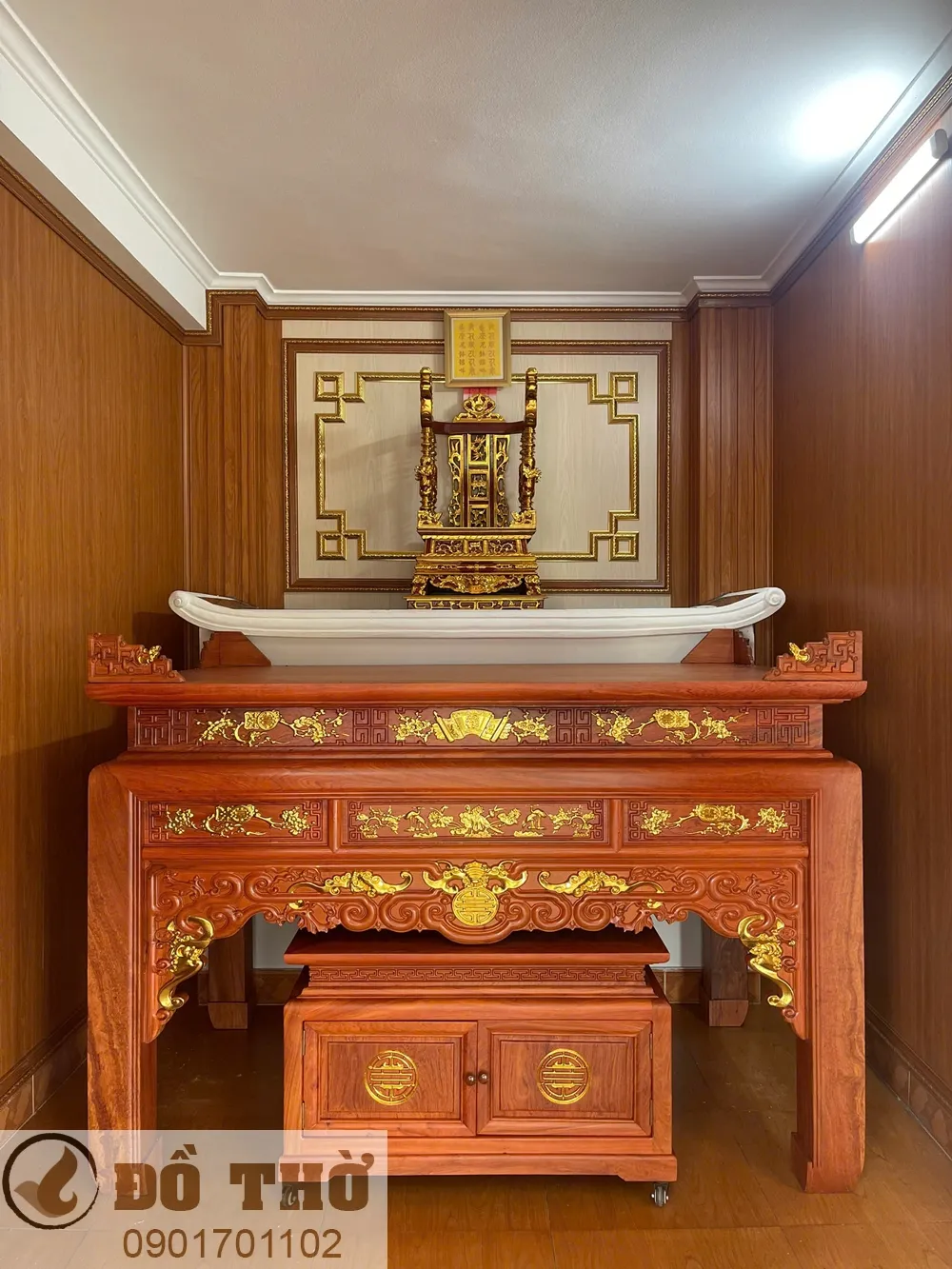 Thi công phòng thờ tư gia nhà anh Nam ở xóm Thị, Yên Nghĩa, Hà Nội